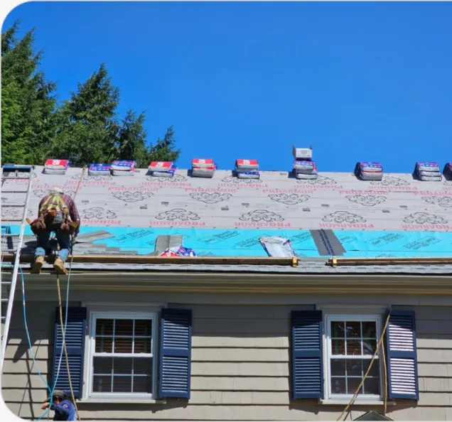 FRS crew installing a new roof on a home